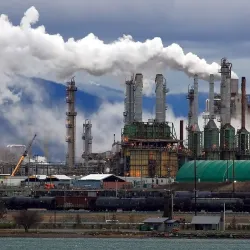 Power plant smoke stacks